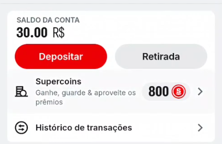 Saldo da conta e Supercoins